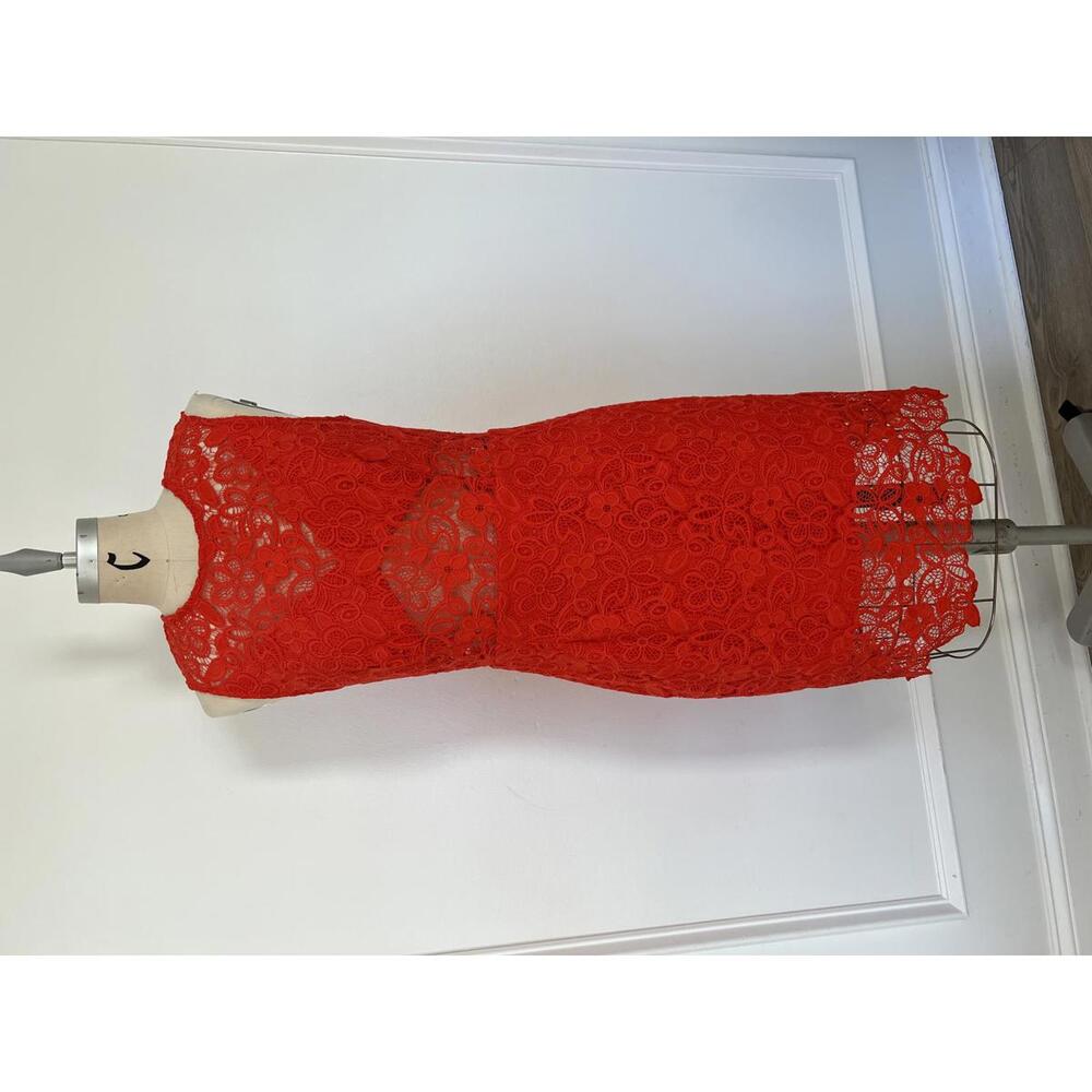 Anthropologie x Hutch - Sleeveless Orange Lace Knee-Length Dress, Size 8, NWT - Picture 3 of 11